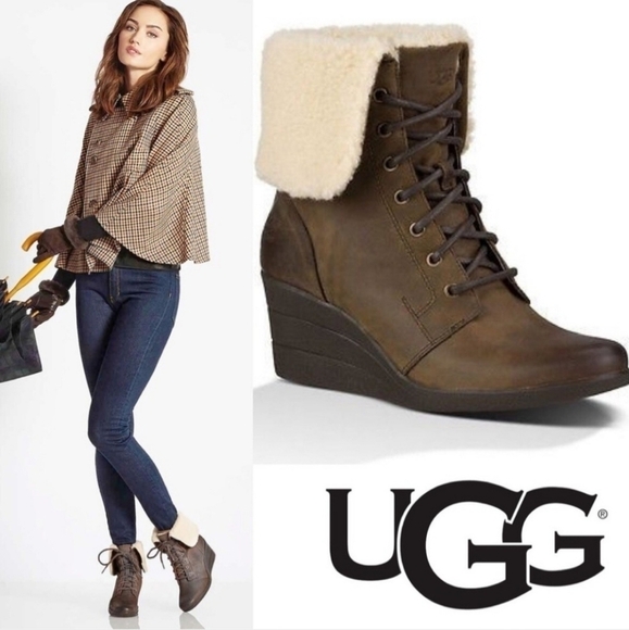 UGG Shoes - UGG Zea Leather Wedge Boots